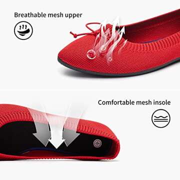 Shupua Women's Comfortable Pointed Toe Bow Flats