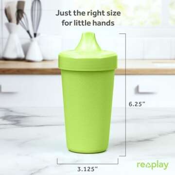 Re-Play Made in USA 10 Oz. Sippy Cups for Toddlers, Pack of 6 - Reusable Spill Proof Cups for Kids, Dishwasher/Microwave Safe - Hard Spout Sippy Cups for Toddlers 3.13" x 6.25", Fairytale