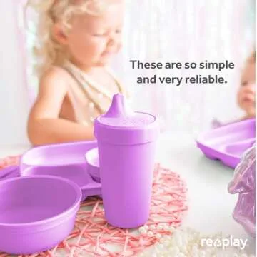 Re-Play Made in USA 10 Oz. Sippy Cups for Toddlers, Pack of 6 - Reusable Spill Proof Cups for Kids, Dishwasher/Microwave Safe - Hard Spout Sippy Cups for Toddlers 3.13" x 6.25", Fairytale
