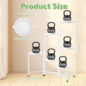 KMOTASUO 5 Tier Metal Plant Stand Indoor Outdoor, Foldable Corner Tall Plant Stands for Plants Multiple, Tiered Plant Shelf Flower Pot Holder Display Rack for Patio Garden Balcony Living Room
