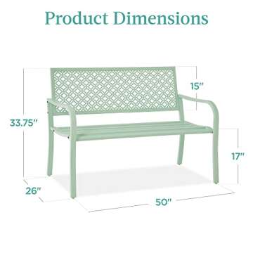 Stylish Mint Green Steel 2-Person Outdoor Bench