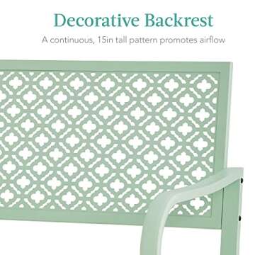 Mint Green Two-Person Steel Outdoor Bench for Garden