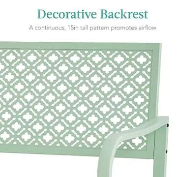Mint Green Two-Person Steel Outdoor Bench for Garden