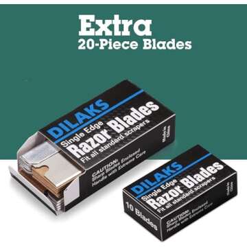 DILAKS 2-Pack Razor Scraper, All Metal Heavy Duty Razor Blade Scraper with Extra 20-Piece Blades