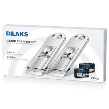 DILAKS 2-Pack Razor Scraper, All Metal Heavy Duty Razor Blade Scraper with Extra 20-Piece Blades