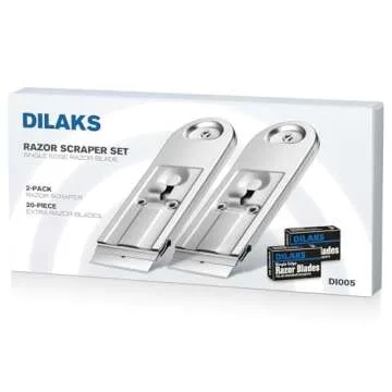 DILAKS 2-Pack Razor Scraper, All Metal Heavy Duty Razor Blade Scraper with Extra 20-Piece Blades