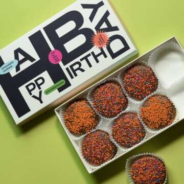 Happy Birthday Chocolate Dipped Sandwich Cookies Gift | Olde Naples Hand Decorated Sandwich Cookies | Gift Basket 8pc Sandwich Cookies Assortment Milk Chocolate (Upbeat)