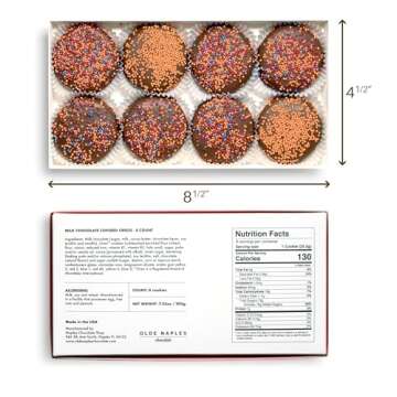 Happy Birthday Chocolate Dipped Sandwich Cookies Gift | Olde Naples Hand Decorated Sandwich Cookies | Gift Basket 8pc Sandwich Cookies Assortment Milk Chocolate (Upbeat)