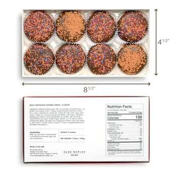 Happy Birthday Chocolate Dipped Sandwich Cookies Gift | Olde Naples Hand Decorated Sandwich Cookies | Gift Basket 8pc Sandwich Cookies Assortment Milk Chocolate (Upbeat)