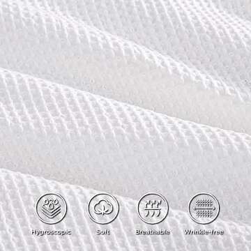Bedsure Cotton Duvet Cover King - 100% Cotton Waffle Weave Bright White Duvet Cover King Size, Soft and Breathable Bedding Set for All Season, 104"x90"