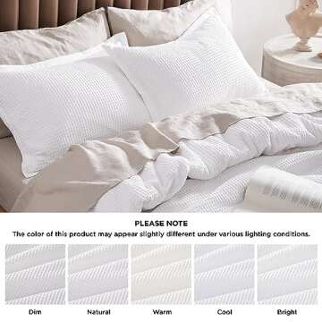 Bedsure Cotton Duvet Cover King - 100% Cotton Waffle Weave Bright White Duvet Cover King Size, Soft and Breathable Bedding Set for All Season, 104"x90"