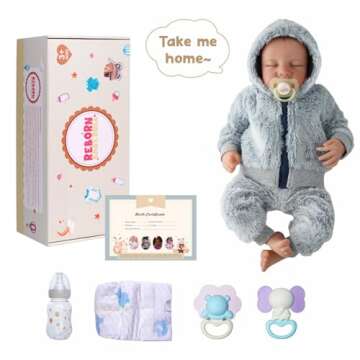 BABESIDE Lifelike Reborn Baby Dolls Boys - 17-Inch Real Baby Feeling Realistic-Newborn Baby Dolls Full Body Vinyl Real Life Baby Dolls with Toy & Gift Box for Kids