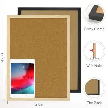 JEFURE 2 Pcs Cork Board, 17.7''x13.3'' Bulletin Board, Black Framed Corkboards for Wall, Small Cork ...