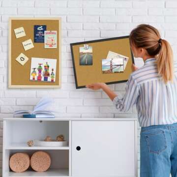 JEFURE 2 Pcs Cork Board, 17.7''x13.3'' Bulletin Board, Black Framed Corkboards for Wall, Small Cork Board, Vision Board Supplies, Prayer Board, Picture Board for Photos, Office, Home Decor, School