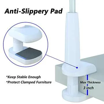 MAGIPEA Cell Phone Clip Bed Stand Holder, with Grip Flexible Long Arm Gooseneck Bracket Mount Clamp for Desk, Compatible with iPhone 14 Pro Max XR X 8 7 6 or Other 3.5-7" Devices (White)