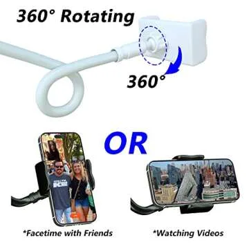 MAGIPEA Cell Phone Clip Bed Stand Holder, with Grip Flexible Long Arm Gooseneck Bracket Mount Clamp for Desk, Compatible with iPhone 14 Pro Max XR X 8 7 6 or Other 3.5-7" Devices (White)