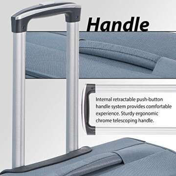 Merax Flieks 3 Piece Luggage Set Expandable Spinner Suitcase, Gray&Black, One Size