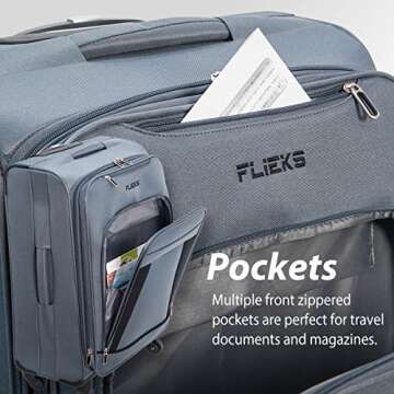 Merax Flieks 3 Piece Luggage Set Expandable Spinner Suitcase, Gray&Black, One Size