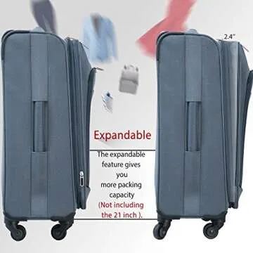 Merax Flieks 3 Piece Luggage Set Expandable Spinner Suitcase, Gray&Black, One Size