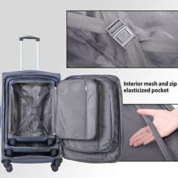 Merax Flieks 3 Piece Luggage Set Expandable Spinner Suitcase, Gray&Black, One Size
