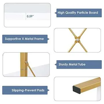 FINETONES 5 Tier Ladder Shelf, Free Standing Gold Book Shelf Display Bookcase, Storage Organizer Unit Flower Stand Plant Rack for Living Room