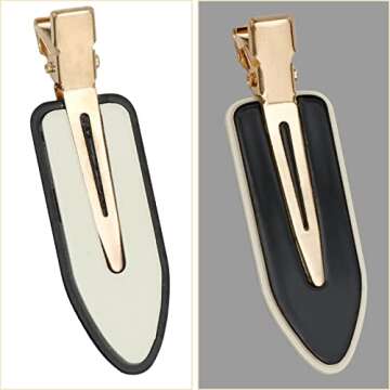 AMCAMI 4 PCS No Crease Hair Clips-No Bend Hair Clips for Styling Classic Black & White Flat Clip No Dent Alligator Hair Barrettes for Hairdressing Bangs Waves Woman Girl Makeup Application