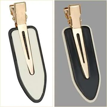 AMCAMI 4 PCS No Crease Hair Clips-No Bend Hair Clips for Styling Classic Black & White Flat Clip No Dent Alligator Hair Barrettes for Hairdressing Bangs Waves Woman Girl Makeup Application