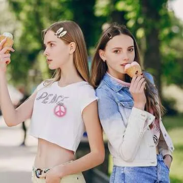 AMCAMI 4 PCS No Crease Hair Clips-No Bend Hair Clips for Styling Classic Black & White Flat Clip No Dent Alligator Hair Barrettes for Hairdressing Bangs Waves Woman Girl Makeup Application