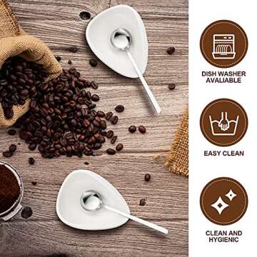 4 Pieces Coffee Spoon Rest and Spoon Small Teaspoon Holder Ceramic Coffee Stirrers Rest for Bar Kitchen Accessories nice Present