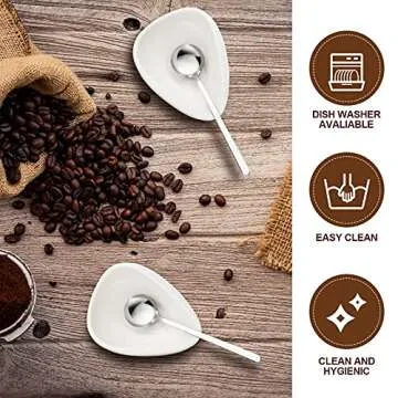 4 Pieces Coffee Spoon Rest and Spoon Small Teaspoon Holder Ceramic Coffee Stirrers Rest for Bar Kitchen Accessories nice Present