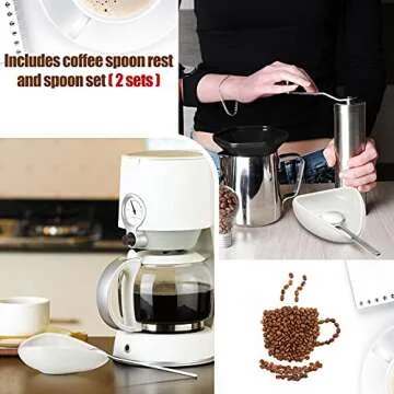 4 Pieces Coffee Spoon Rest and Spoon Small Teaspoon Holder Ceramic Coffee Stirrers Rest for Bar Kitchen Accessories nice Present