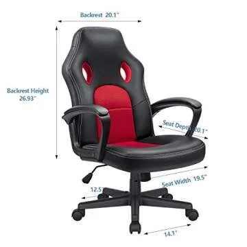 KaiMeng Ergonomic Red Computer Chair for Teens & Adults