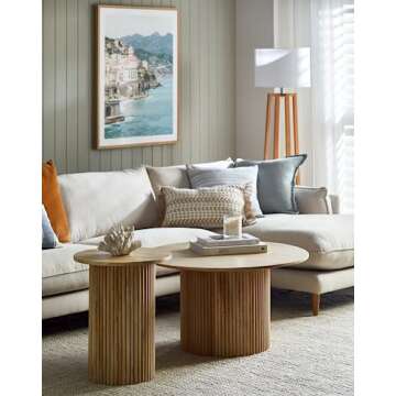 THKSHOUZ Solid Wood End Table Round 18'' D, Wooden Accent Drum End Table, Unique Oak Pedestal Side Table, Fully Assembled, for The Living Room and Bedroom