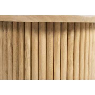 THKSHOUZ Solid Wood End Table Round 18'' D, Wooden Accent Drum End Table, Unique Oak Pedestal Side Table, Fully Assembled, for The Living Room and Bedroom