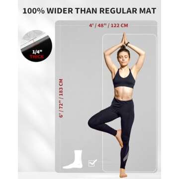 CAMBIVO Large Yoga Mat for Men and Women 1/4 Inch Thick, 72" x 48" Extra Wide Workout Mat, Exercise ...