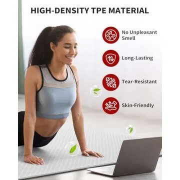 CAMBIVO Large Yoga Mat for Men and Women 1/4 Inch Thick, 72" x 48" Extra Wide Workout Mat, Exercise Fitness TPE Mat for Home Gym, Yoga, Pilates, Workout,Stretching,Meditation (Barefoot Exercise)