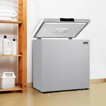 Newair 6.7 Cu. Ft. Chest Freezer with Removable Basket, Quiet Deep Freezer, Digital Temperature Control, Top Open Door Alarm, Fast Freeze Mode, Compact Freezer, Garage Storage, Cool Gray