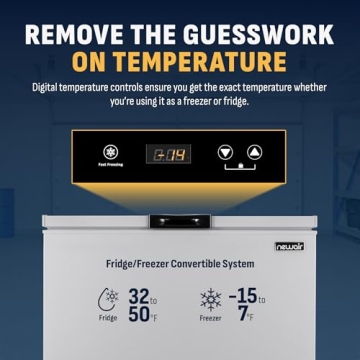 Newair 6.7 Cu. Ft. Chest Freezer with Removable Basket, Quiet Deep Freezer, Digital Temperature Control, Top Open Door Alarm, Fast Freeze Mode, Compact Freezer, Garage Storage, Cool Gray