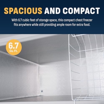 Newair 6.7 Cu. Ft. Chest Freezer with Removable Basket, Quiet Deep Freezer, Digital Temperature Control, Top Open Door Alarm, Fast Freeze Mode, Compact Freezer, Garage Storage, Cool Gray