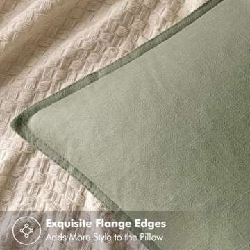 MIULEE Decorative Linen Pillow Covers 18x18 Inch Sage Green ​Boho Farmhouse​ ​Neutral Couch Th...