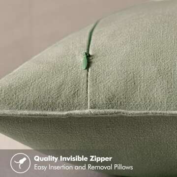 MIULEE Decorative Linen Pillow Covers 18x18 Inch Sage Green ​Boho Farmhouse​ ​Neutral Couch Throw Pillows for Bed Pack of 2 Accent Outdoor Pillowcase Modern Sofa Cushion Livingroom Home Decor
