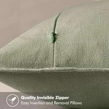 MIULEE Decorative Linen Pillow Covers 18x18 Inch Sage Green ​Boho Farmhouse​ ​Neutral Couch Throw Pillows for Bed Pack of 2 Accent Outdoor Pillowcase Modern Sofa Cushion Livingroom Home Decor