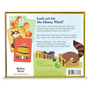 Melon Rind Clumsy Thief Junior Math Card Game, Adding to 10 Fun for Kids Ages 5-7+, Award-Winning Family Game for 2-4 Players, Educational to Develop Math Skills with Confidence