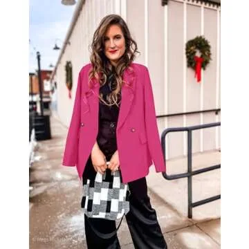 Luvamia Women's Elegant Magenta Blazer for Work and Casual Wear