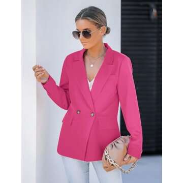 Luvamia Women's Elegant Magenta Blazer for Work and Casual Wear