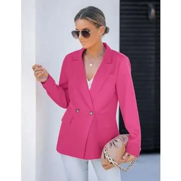 Luvamia Women's Elegant Magenta Blazer for Work and Casual Wear
