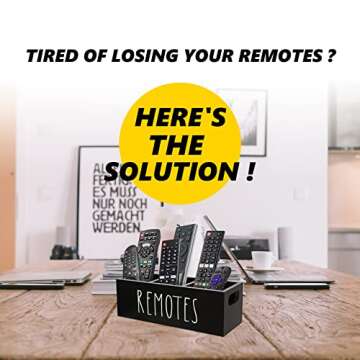 Remote Control Holder, Farmhouse Remote Storage Caddy, Bedside TV Controller Box, Rustic Wood Media ...