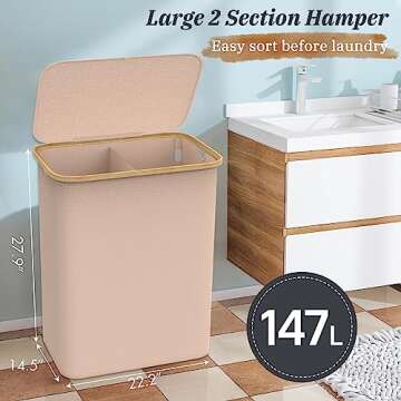 MCleanPin 294L Laundry Basket with Lid,Large Laundry Hamper with Handles and Lid,Collapsible Clothes...
