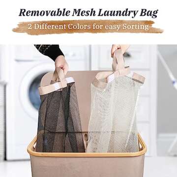 MCleanPin 294L Laundry Basket with Lid,Large Laundry Hamper with Handles and Lid,Collapsible Clothes Hamper with Removeable Mesh Bag,Mesh Machine washable Laundry Bags for Toys Towels