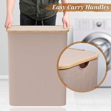 MCleanPin 294L Laundry Basket with Lid,Large Laundry Hamper with Handles and Lid,Collapsible Clothes Hamper with Removeable Mesh Bag,Mesh Machine washable Laundry Bags for Toys Towels